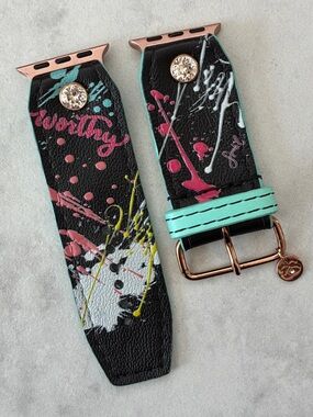 Spark*l “Nail Polish Pop” Leather Sivella Apple Watch Band - Size 2, 38-41mm